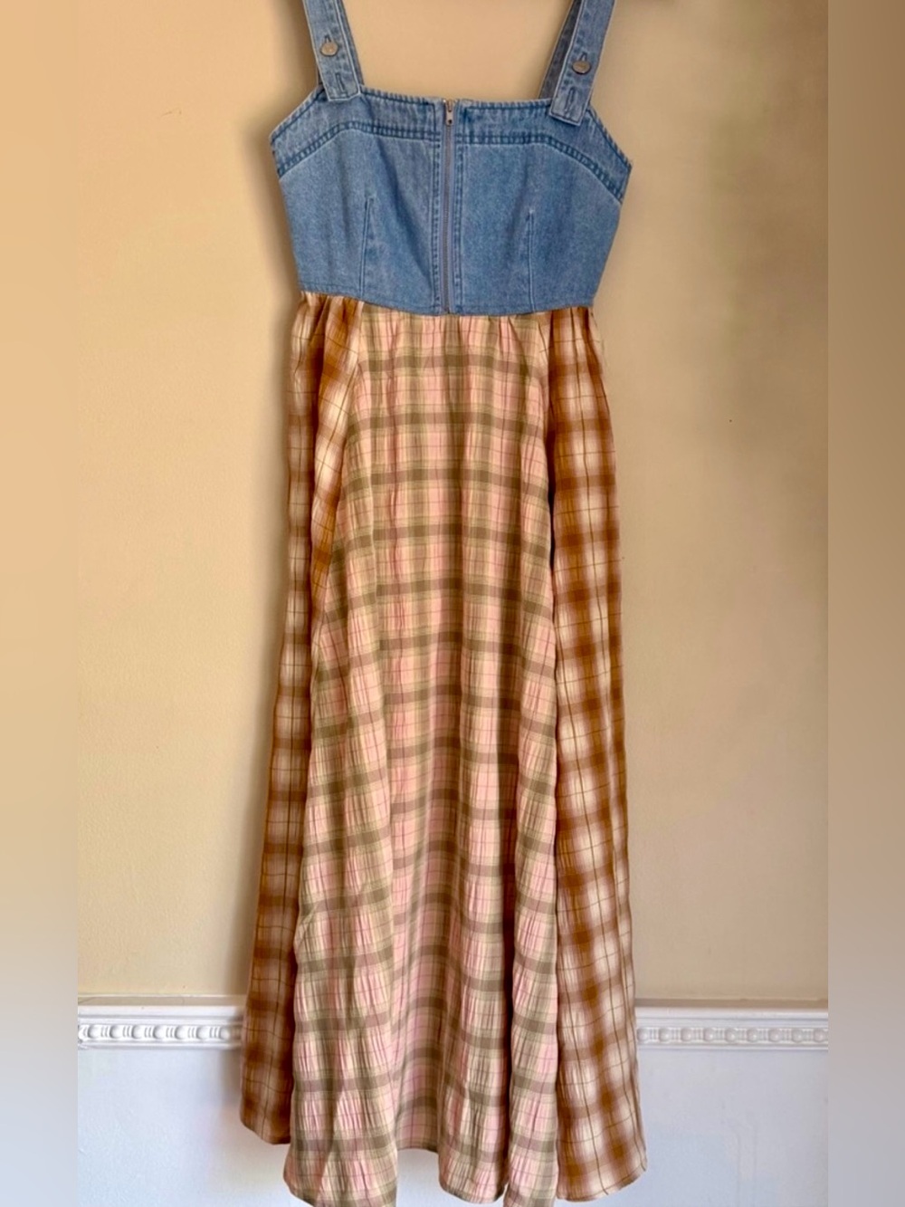 Denim and Plaid Midi Dress - Forever 21